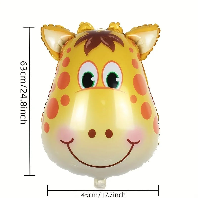 5pcs Jungle Safari Animals Head Foil Balloons Tiger Zebra Giraffe Lion Monkey Birthday Party Decorations Supplies Baby Shower