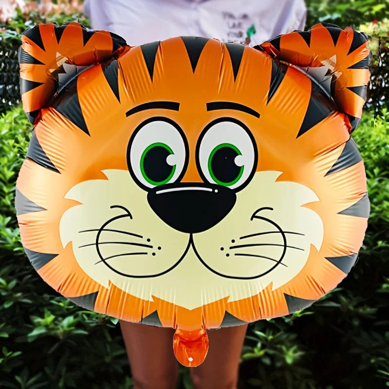 5pcs Jungle Safari Animals Head Foil Balloons Tiger Zebra Giraffe Lion Monkey Birthday Party Decorations Supplies Baby Shower